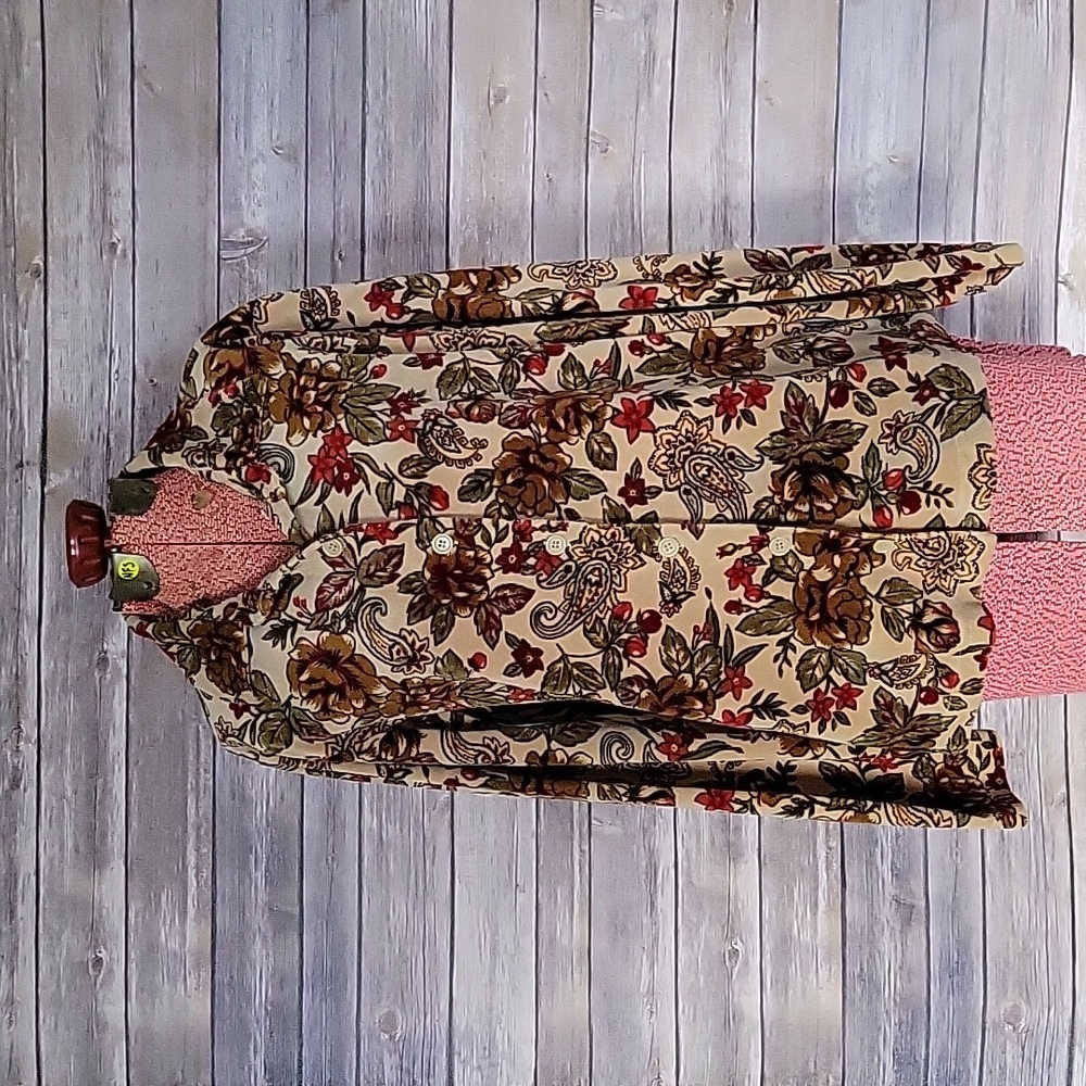 Vintage Pappagallo Velour Button-up Top